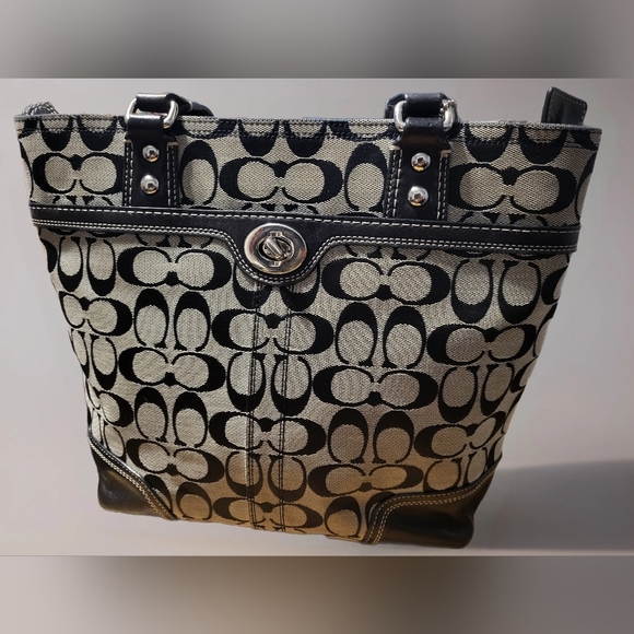 Coach Handbags - Coach HAMPTON Signature Tote. Tan And BROWN. EUC